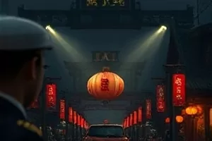 海洋纪录《深海回声档案》封面，幽蓝海面与探测灯